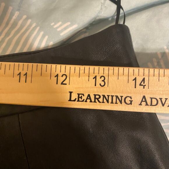 NEW Polo Ralph Lauren Black 100% Lambs Leather Asymmetric Midi Skirt Size 4 NWT - Picture 6 of 9